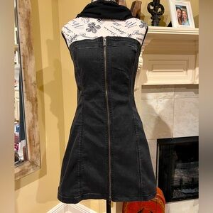 NWT full double zip denim strapless mini dress
